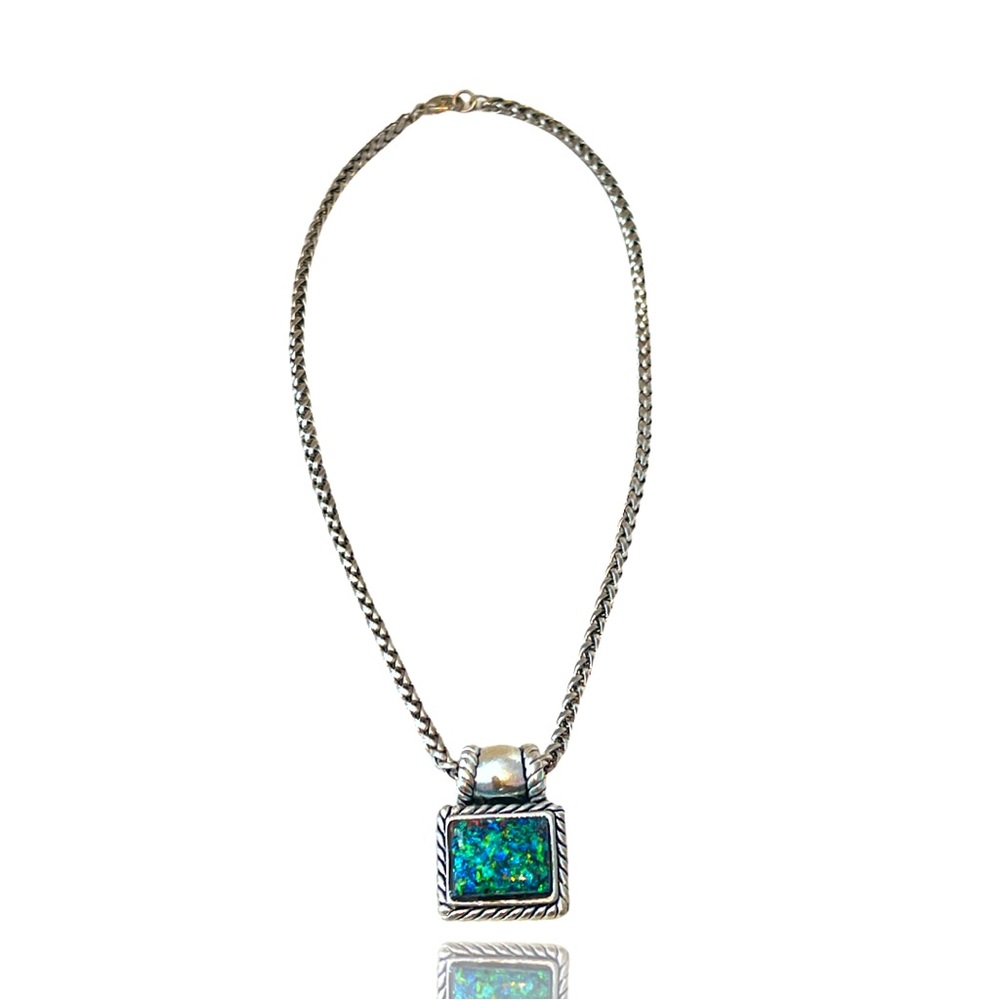 ❌Sold❌Square Antiqued Lucite Particles Necklace